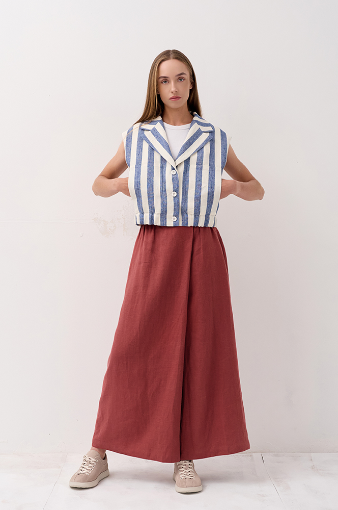 Штани хакама льон теракот (БР79/2)